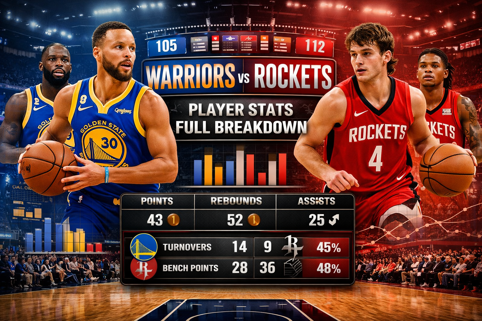 Golden State Warriors vs Houston Rockets match player stats