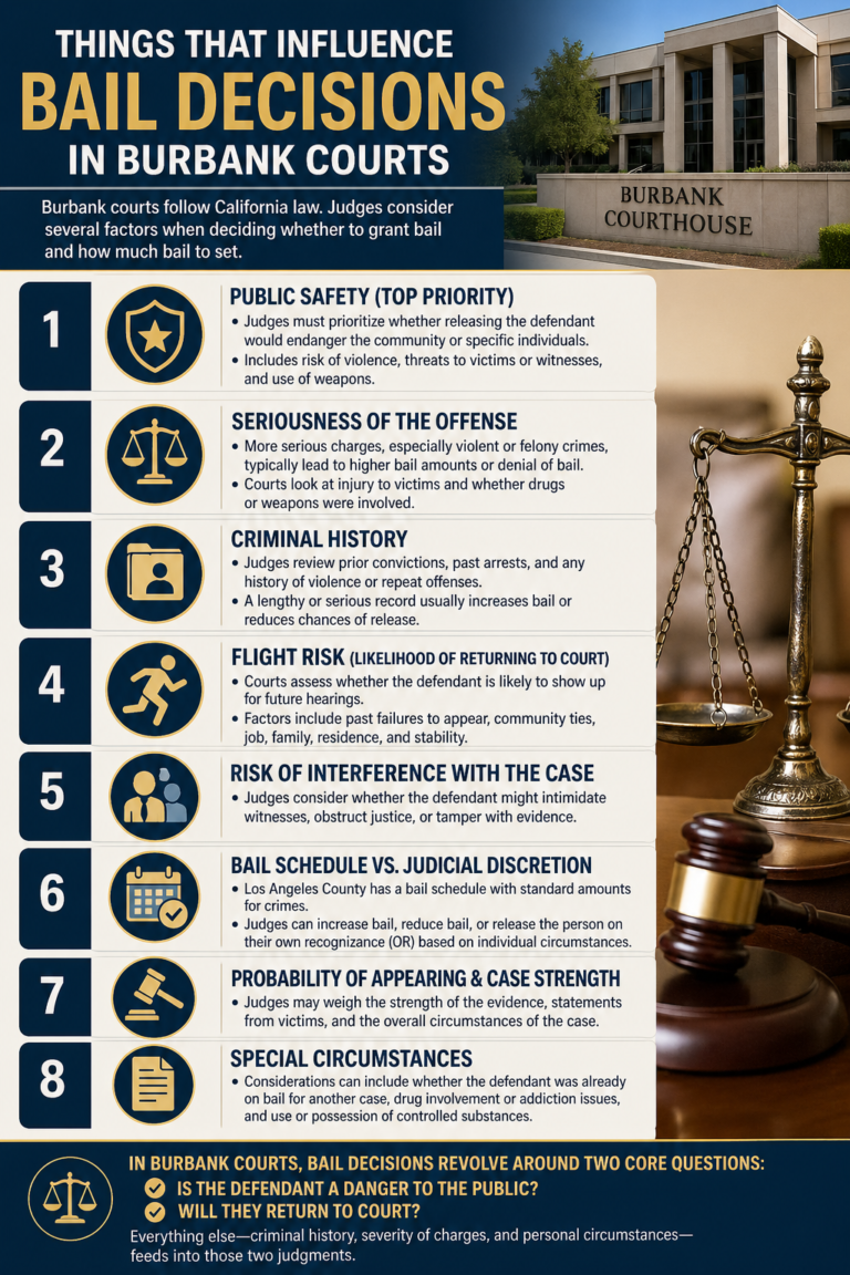 Things That Influence Bail Decisions in Burbank Courts